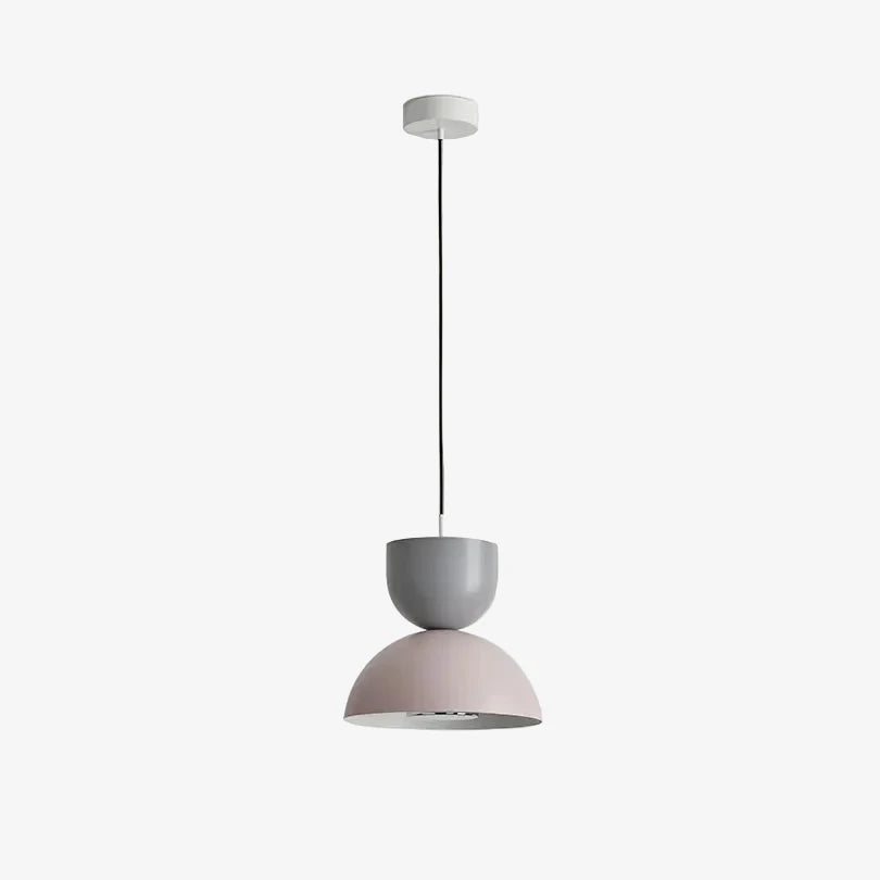 Lampa wisząca Gamma — Aromas Del Campo, dwie kopuły w kolorze szarym i różowym, widok frontalny