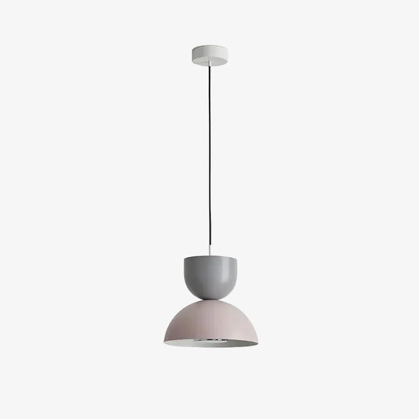 Lampa wisząca Gamma — Aromas Del Campo, dwie kopuły w kolorze szarym i różowym, widok frontalny
