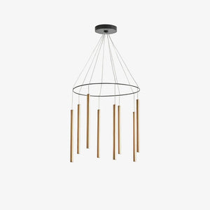 Lampa wisząca Mika Multi — Aromas Del Campo, tuby metalowe w kolorze złotym, widok z przodu