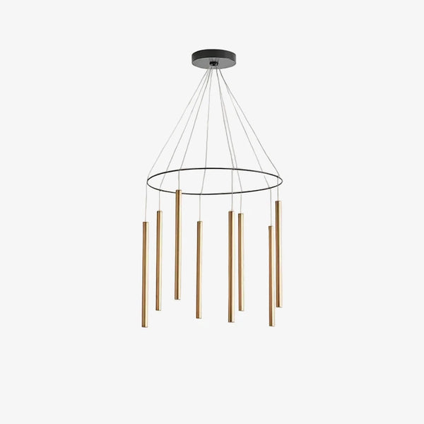 Lampa wisząca Mika Multi — Aromas Del Campo, tuby metalowe w kolorze złotym, widok z przodu