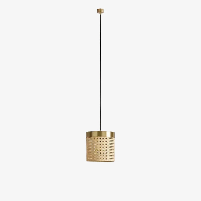 Lampa wisząca Ptan — Aromas Del Campo, abażur perforowany w kolorze złotym, widok z przodu