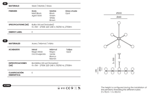 Dalt 6 — schemat techniczny, wymiary i konfiguracja instalacji, diagram rozmieszczenia źródeł światła