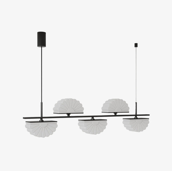 Lampa wisząca Gina 5 — Aromas Del Campo, pięć kloszy w kształcie muszli, metal czarny, widok z przodu