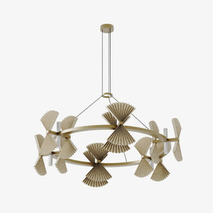 Lampa wisząca Hita 6 — Aromas Del Campo, dwa pierścienie z plecionymi abażurami, widok z przodu