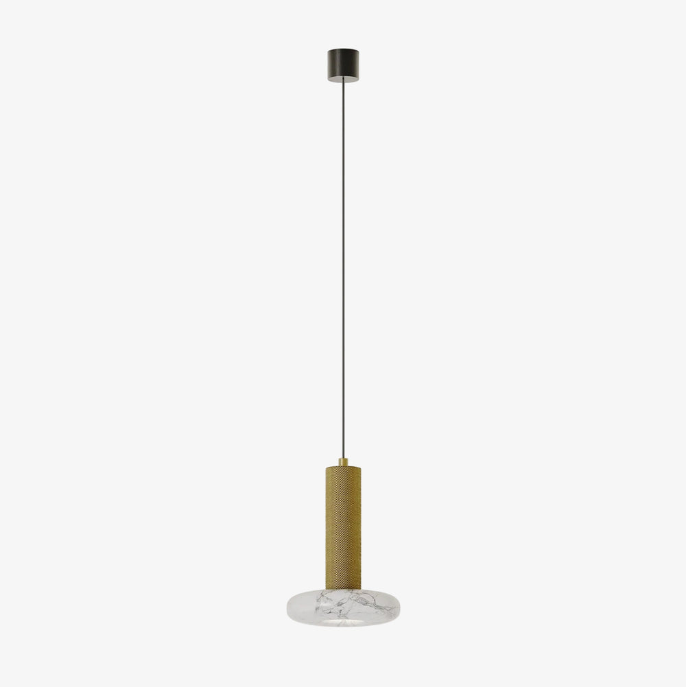 Lampa wisząca Hulo — Aromas Del Campo, cylinder w kolorze czarnym, podstawa marmurowa