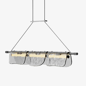 Lampa wisząca Lida 3 — Aromas Del Campo, trzy moduły z tkanią, widok frontalny