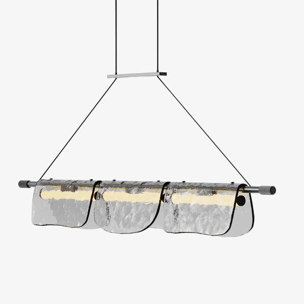 Lampa wisząca Lida 3 — Aromas Del Campo, trzy moduły z tkanią, widok frontalny