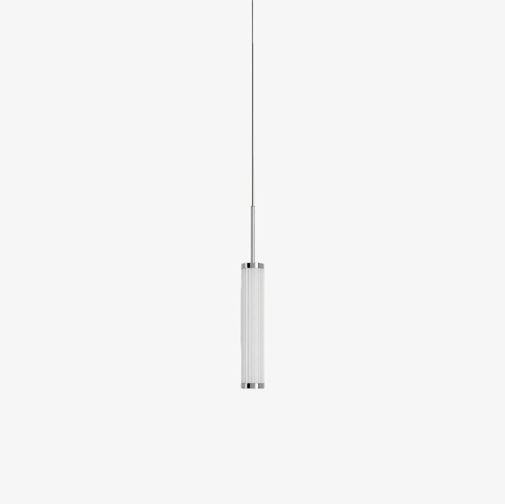Lampa wisząca Numu — Aromas Del Campo, tubus szklany z metalową oprawą, widok frontalny