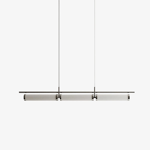 Lampa wisząca Numu 3 — Aromas Del Campo, trzy tuby ze szczotkowanego aluminium, widok z przodu