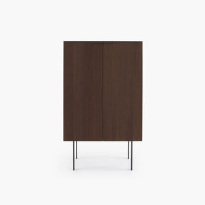 Szafka Selvans — Ligne Roset, front z drewna w kolorze wenge, nóżki metalowe, widok z przodu