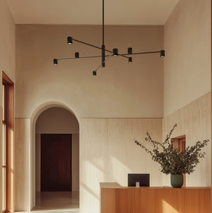 Tea 8 — lampa w minimalistycznym wnętrzu, zawieszenie nad drewnianym blatem