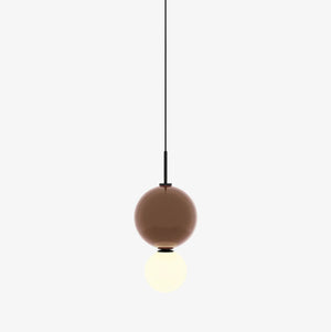 Lampa wisząca Ulon — Aromas Del Campo, kula szklana w kolorze taupe, widok z przodu