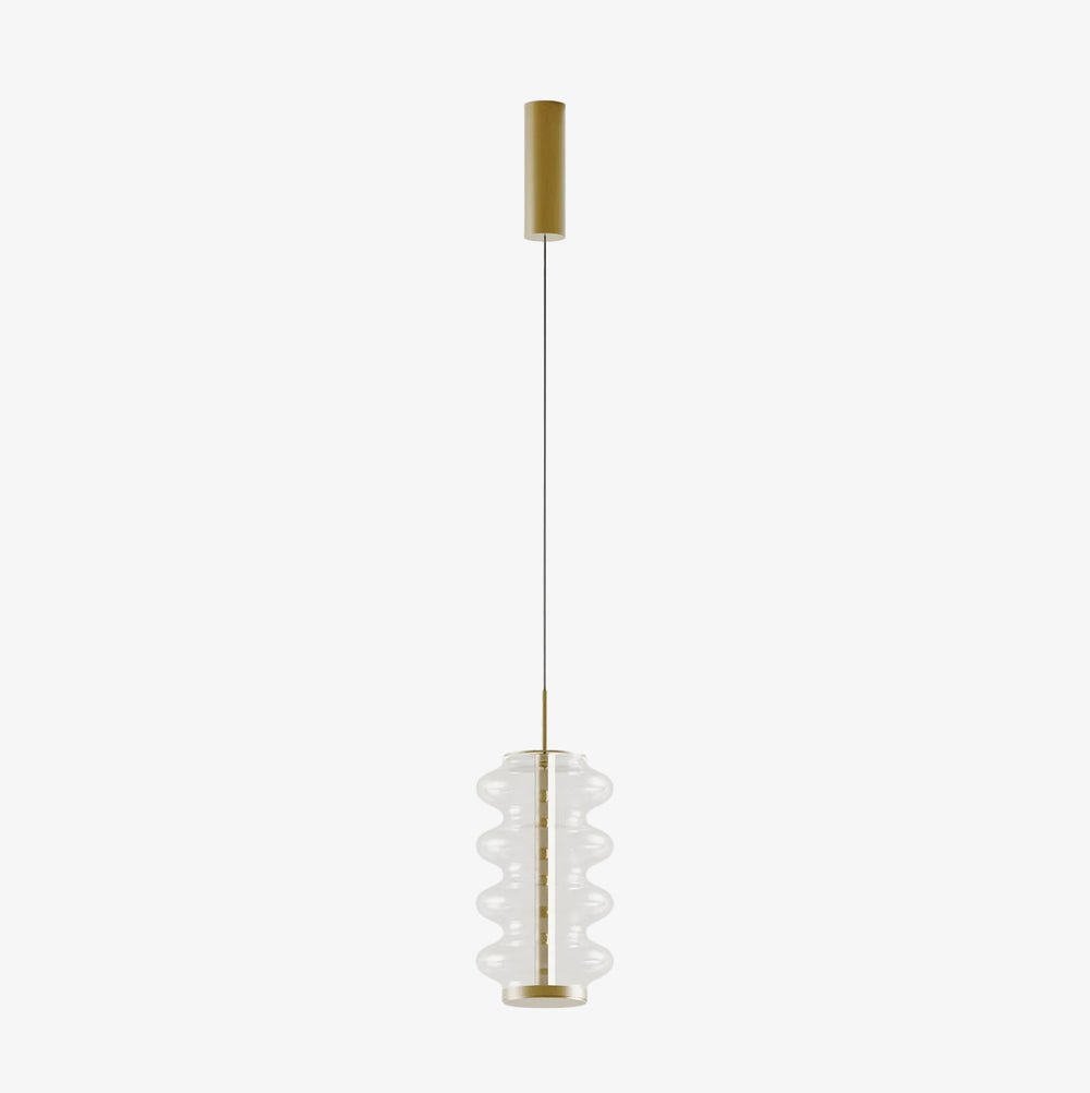 Lampa wisząca Vitree — Aromas Del Campo, szklany klosz, metal w kolorze złotym, widok z przodu