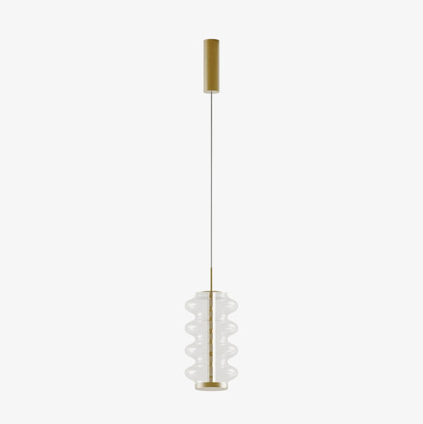 Lampa wisząca Vitree — Aromas Del Campo, szklany klosz, metal w kolorze złotym, widok z przodu