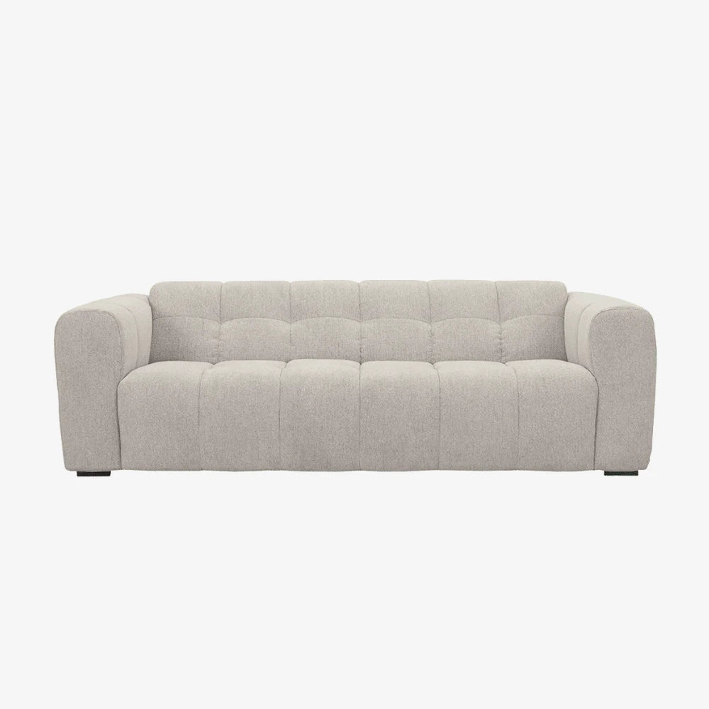 Sofa Alps — Vilmers, tapicerka jasna tkanina, przeszycie pionowe, widok z przodu