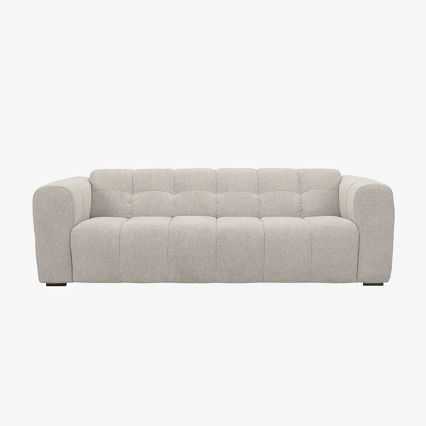 Sofa Alps — Vilmers, tapicerka jasna tkanina, przeszycie pionowe, widok z przodu