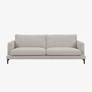 Sofa Alvar — Vilmers, tapicerka jasna tkanina, nogi metalowe, widok z przodu