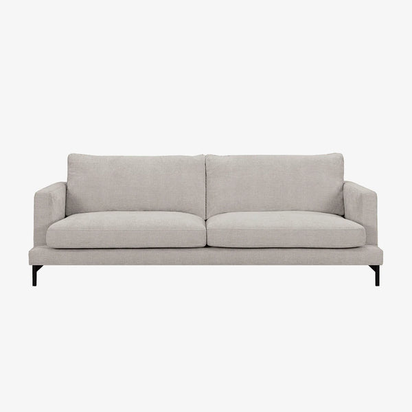Sofa Alvar — Vilmers, tapicerka jasna tkanina, nogi metalowe, widok z przodu