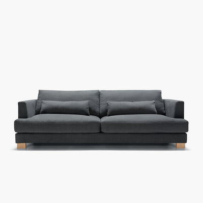 Sofa Brandon — Sits, tapicerka w tkaninie antracyt, widok z przodu, nogi drewno naturalne
