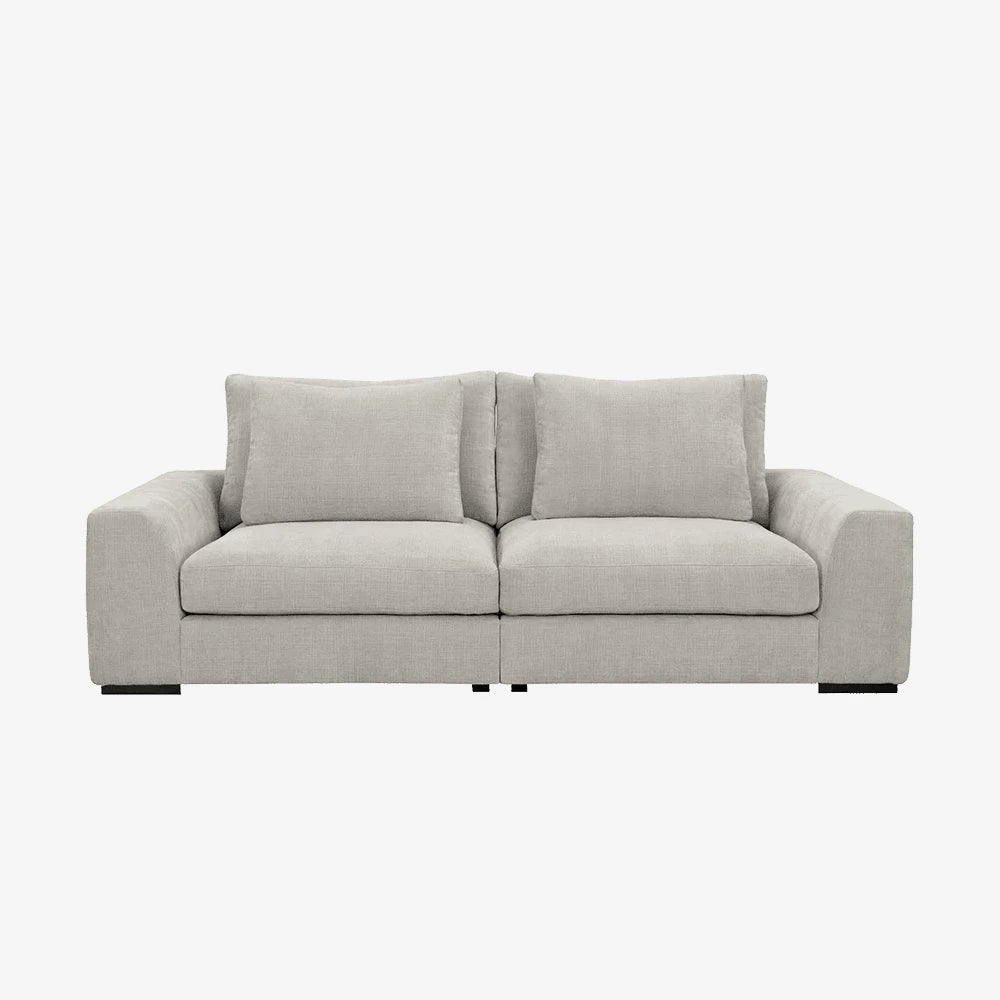 Sofa Burrow — Vilmers, tapicerka jasna tkanina, widok z przodu