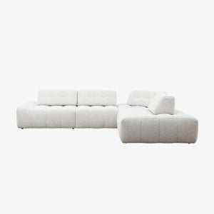 Sofa Calla — Vilmers, konfiguracja narożna, tapicerka jasna tkanina, widok z przodu