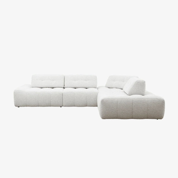 Sofa Calla — Vilmers, konfiguracja narożna, tapicerka jasna tkanina, widok z przodu