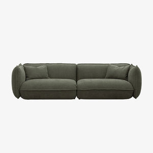 Sofa Clover — Vilmers, tapicerka w tkaninie khaki, widok z przodu