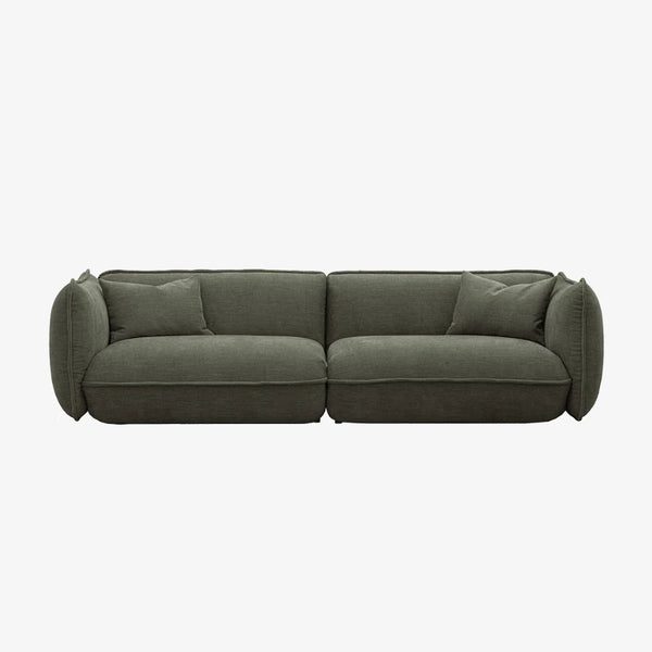Sofa Clover — Vilmers, tapicerka w tkaninie khaki, widok z przodu