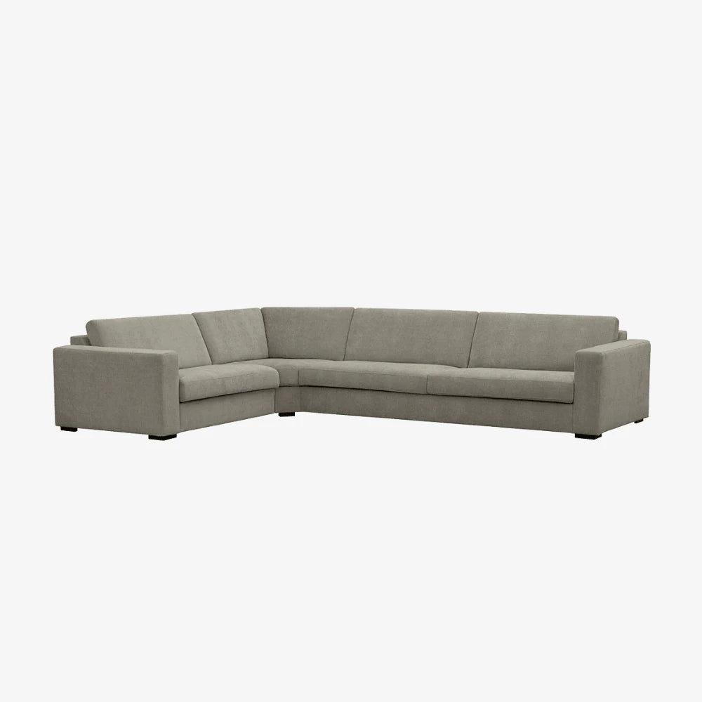 Sofa Field — Vilmers, konfiguracja narożna, tapicerka jasna tkanina, widok z przodu