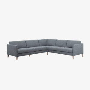 Sofa Fjord — Vilmers, konfiguracja narożna, tapicerka szara tkanina, widok z przodu
