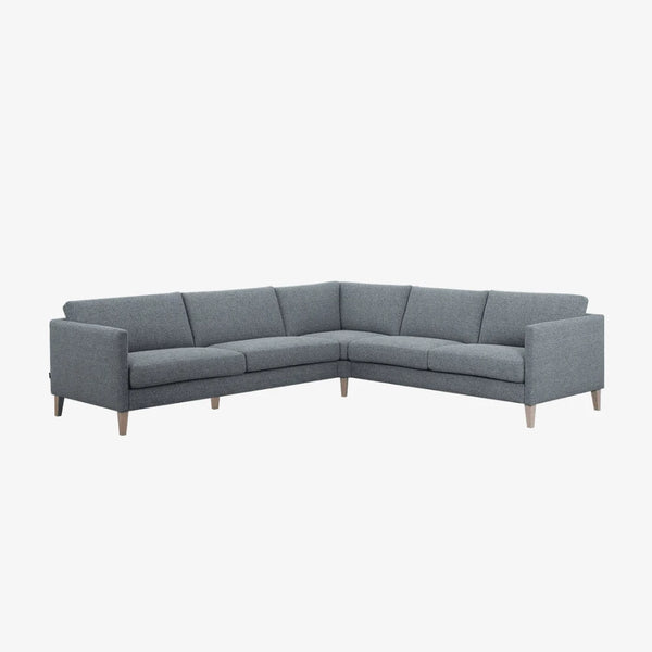 Sofa Fjord — Vilmers, konfiguracja narożna, tapicerka szara tkanina, widok z przodu