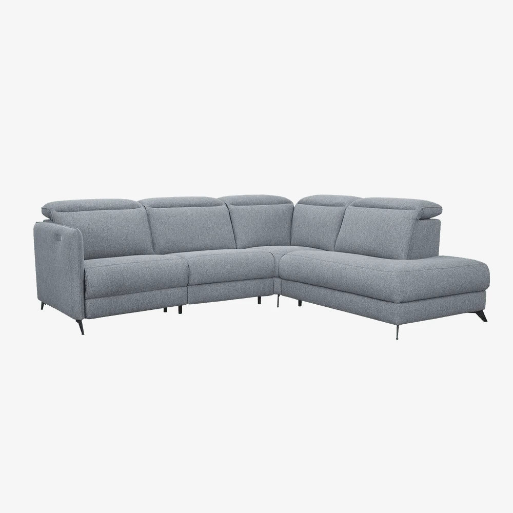 Sofa Hammington — Vilmers, konfiguracja narożna z szezlongiem, tapicerka szara tkanina, widok z przodu