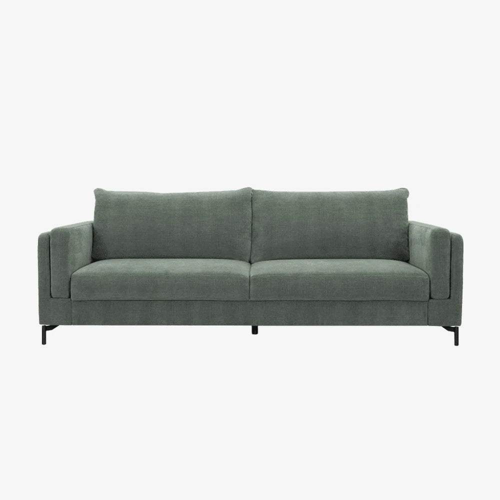 Sofa Hazel — Vilmers, tapicerka w tkaninie szarozielonej, widok z przodu
