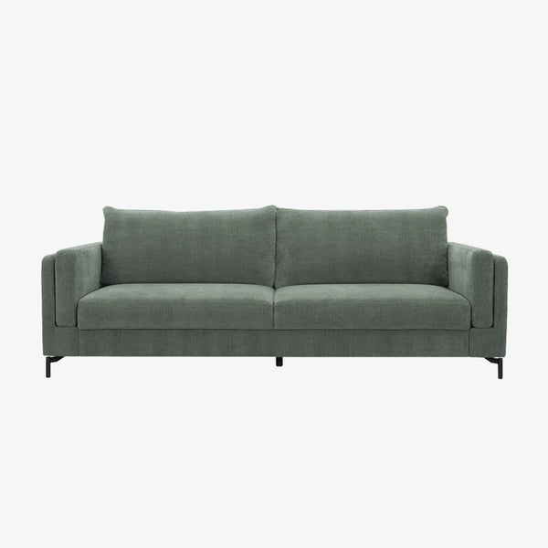 Sofa Hazel — Vilmers, tapicerka w tkaninie szarozielonej, widok z przodu