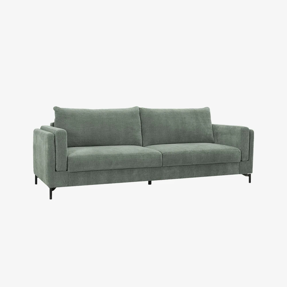 Sofa Hazel — Vilmers, tapicerka w tkaninie szarozielonej, widok z przodu