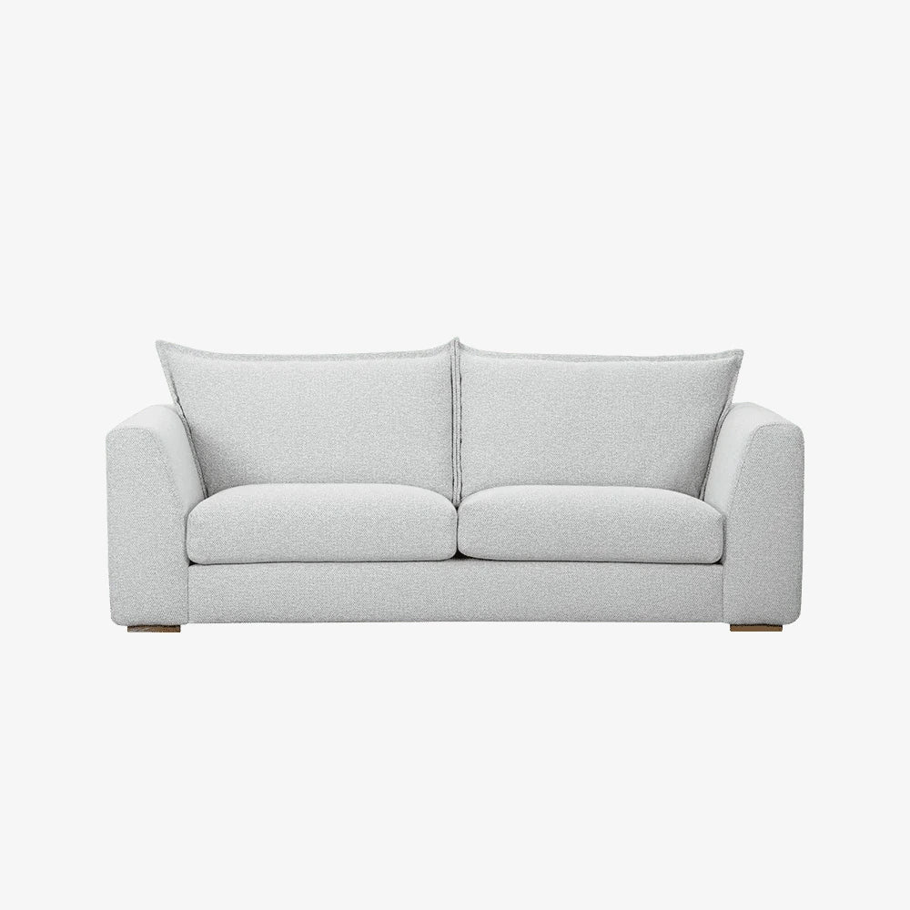 Sofa Hedy — Vilmers, tapicerka jasna tkanina, widok z przodu