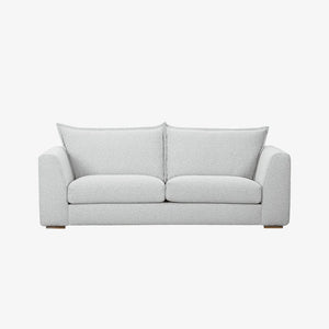 Sofa Hedy — Vilmers, tapicerka jasna tkanina, widok z przodu