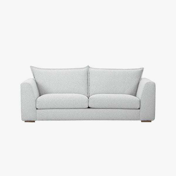 Sofa Hedy — Vilmers, tapicerka jasna tkanina, widok z przodu
