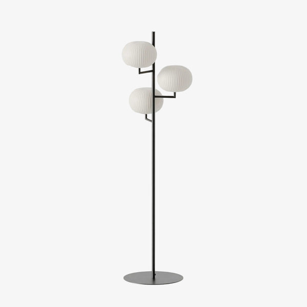 Lampa podłogowa Irzo — Aromas Del Campo, trzy klosze w kolorze kremowym, struktura metalowa czarna