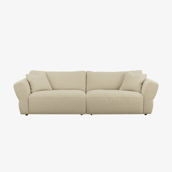 Sofa Morga — Vilmers, tapicerka w jasnej tkaninie, widok z przodu