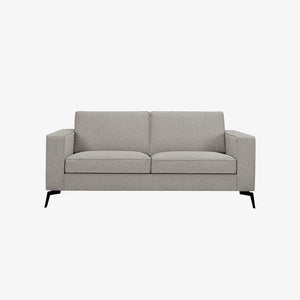Sofa Odense — Vilmers, tapicerka w tkaninie szarej, nogi metalowe, widok z przodu
