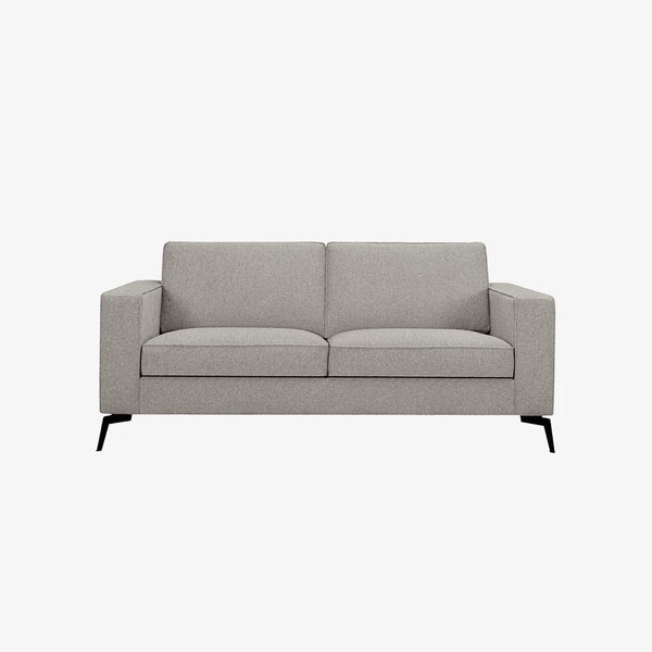 Sofa Odense — Vilmers, tapicerka w tkaninie szarej, nogi metalowe, widok z przodu
