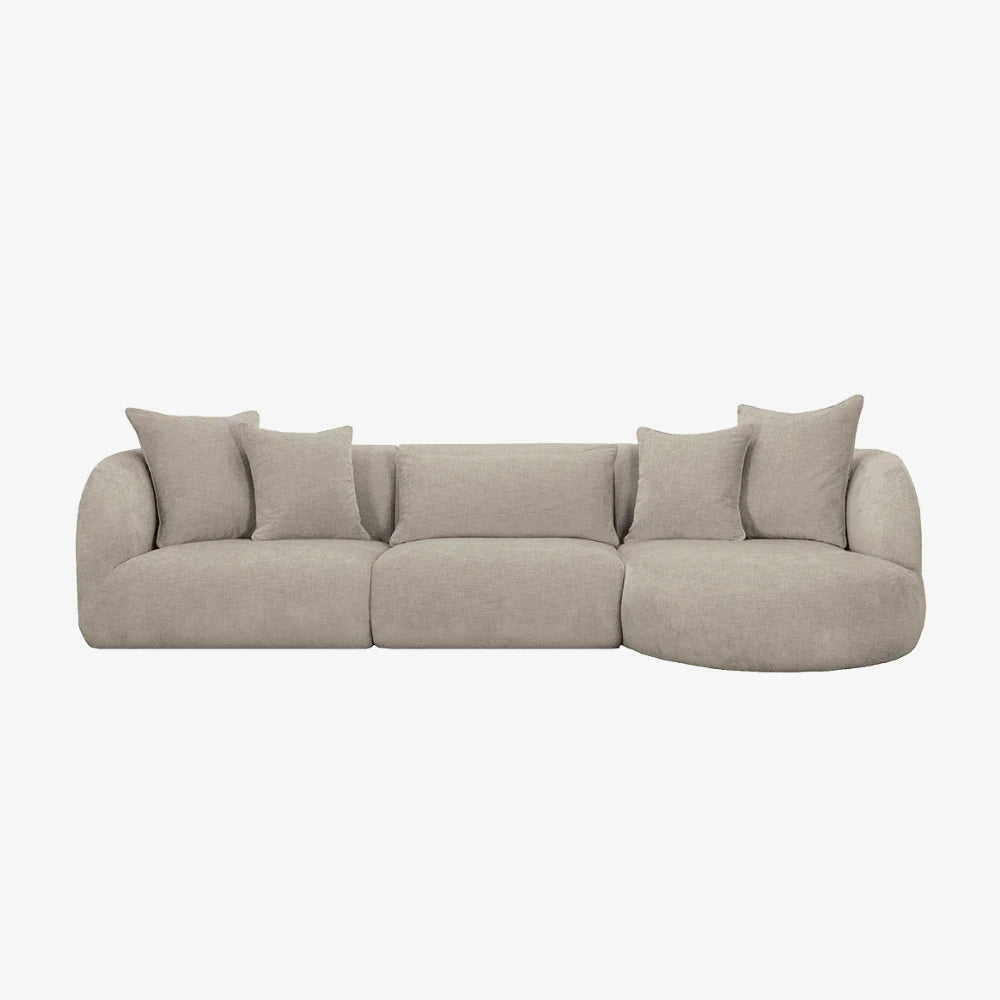 Sofa Pebble — Vilmers, tapicerka w jasnej tkaninie, widok z przodu