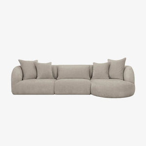 Sofa Pebble — Vilmers, tapicerka w jasnej tkaninie, widok z przodu