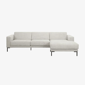 Sofa Rolf — Vilmers, konfiguracja narożna z szezlongiem, tapicerka jasna tkanina, widok z przodu